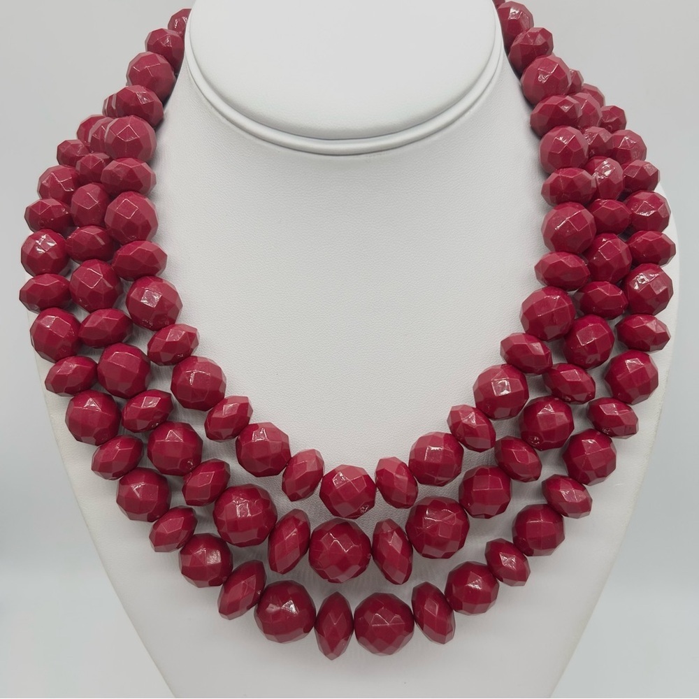 Sugarfix Faceted Beaded Triple Strand Necklace